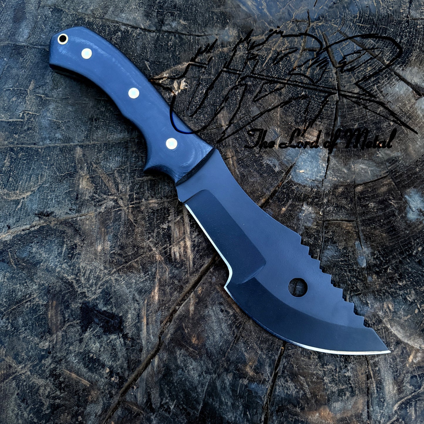 Tracker Knife – Full Tang Curved Blade with Black Micarta Handle Unique Blades Runner