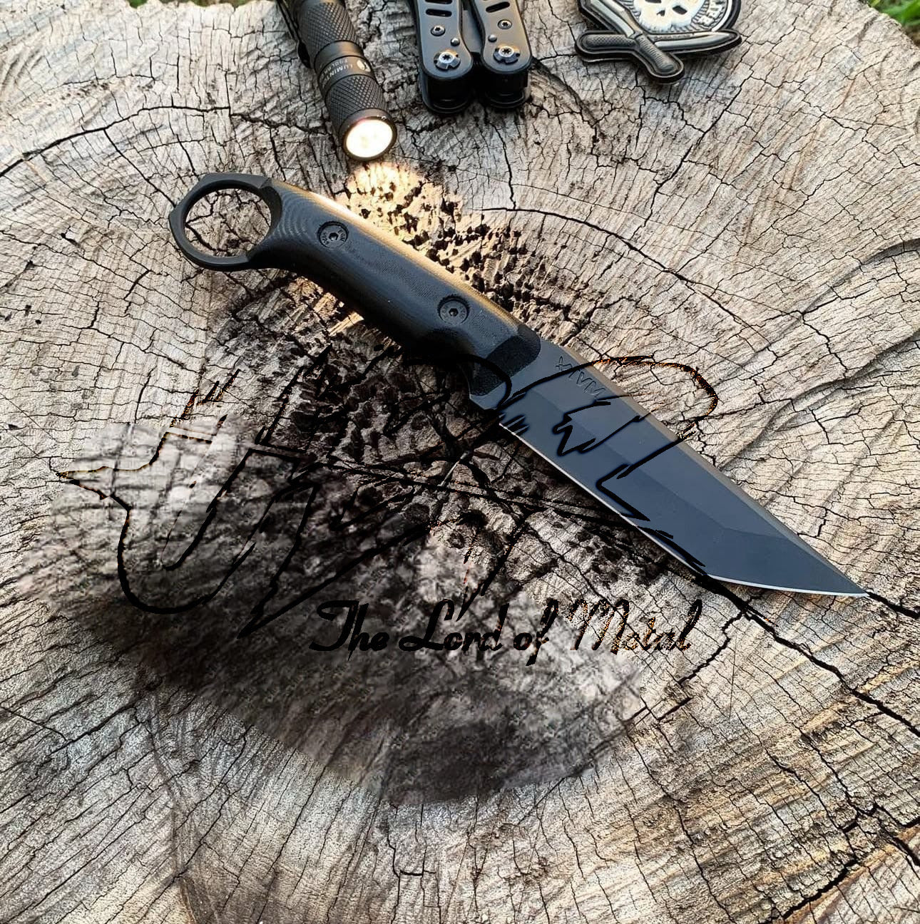 Tanto Blade Tactical Knife | G10 Handle EDC Ring Knife | Stealth Black UBR Unique Blades Runner
