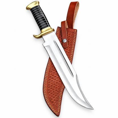 Crocodile Dundee knife replica with 12-inch polished D2 Bowie blade and brass guard