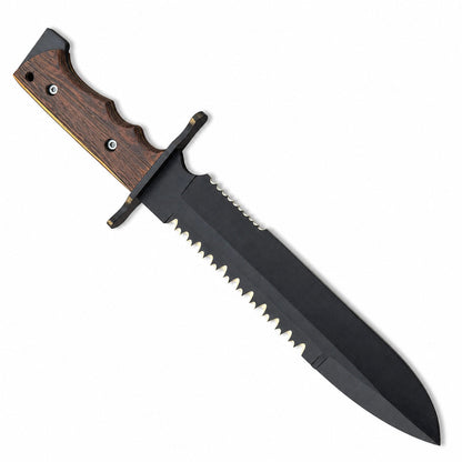 Black Bowie Knife Handmade with Sawback Blade & Wenge Handle Unique Blades Runner
