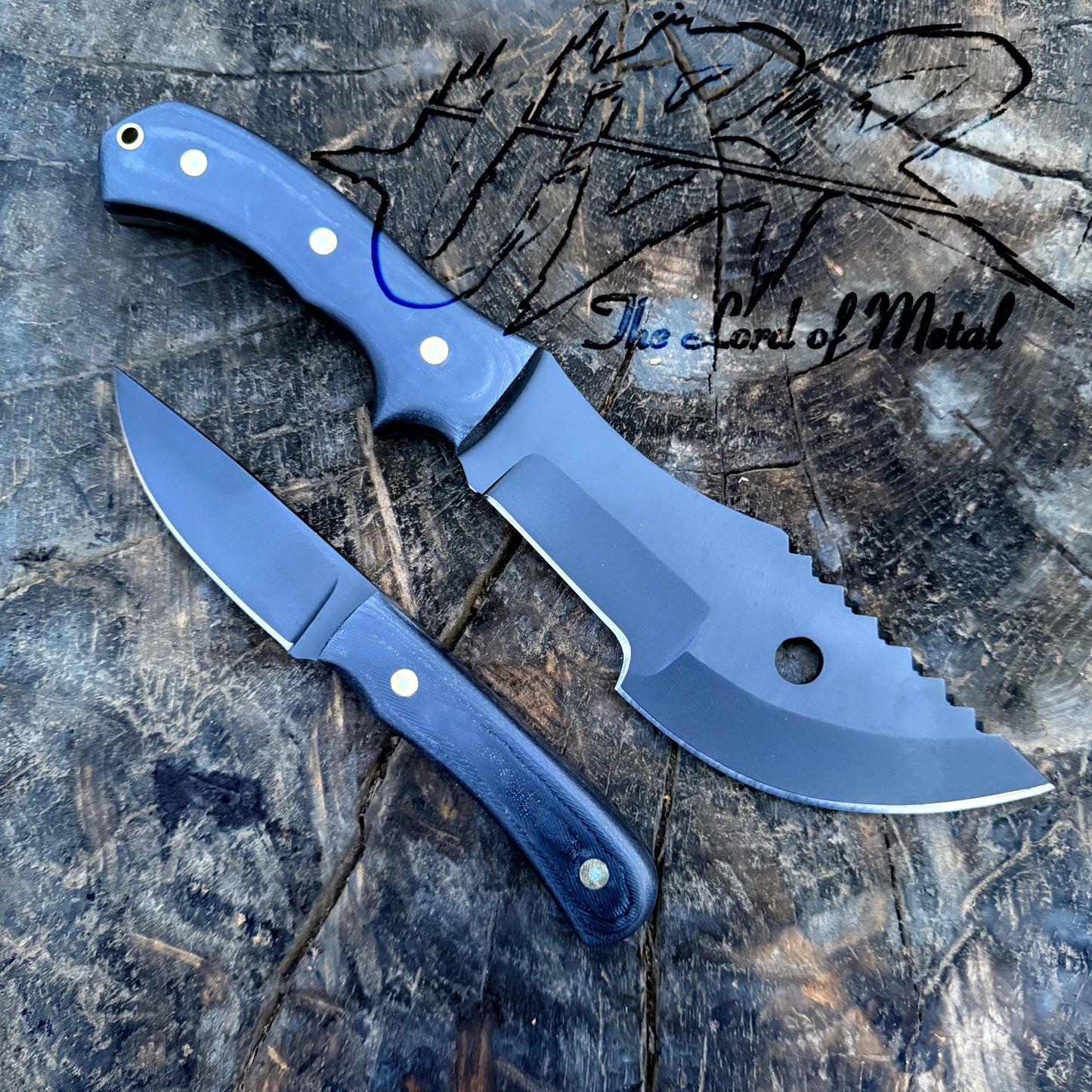 Full Tang Tracker Knife – Curved Blade with Black Micarta Handle Unique Blades Runner