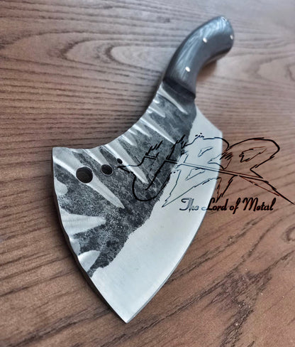 Hand Forged Butcher Cleaver Knife | Full Tang Meat Chopper with Wood Handle Unique Blades Runner