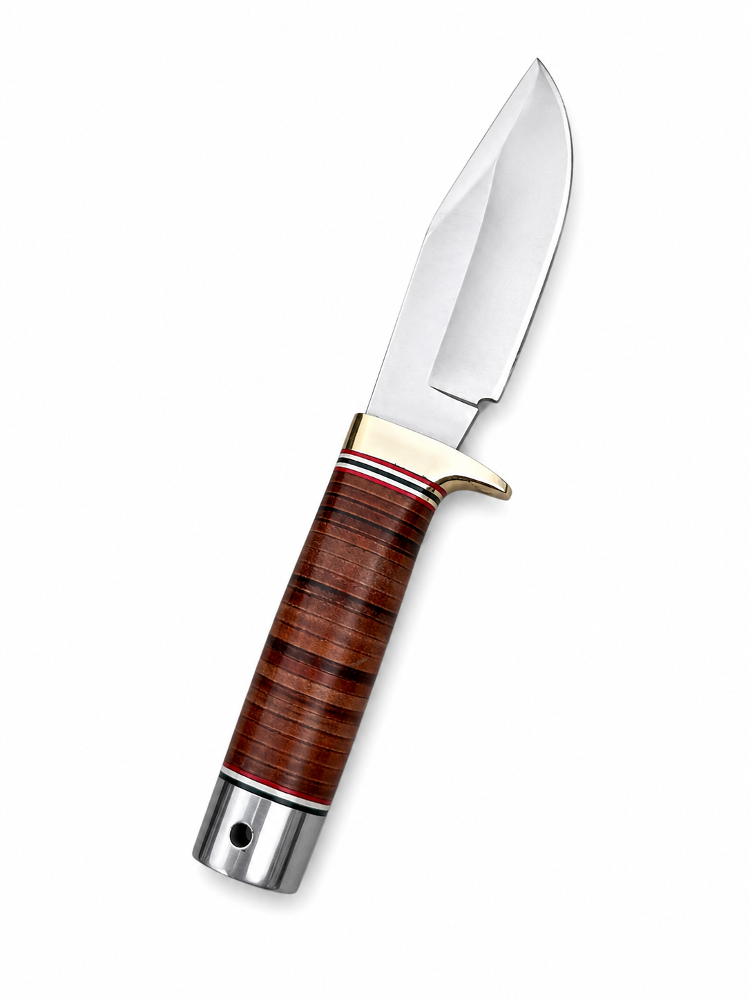 Handmade Skinner Knife with Stacked Leather Handle & Leather Sheath Unique Blades Runner