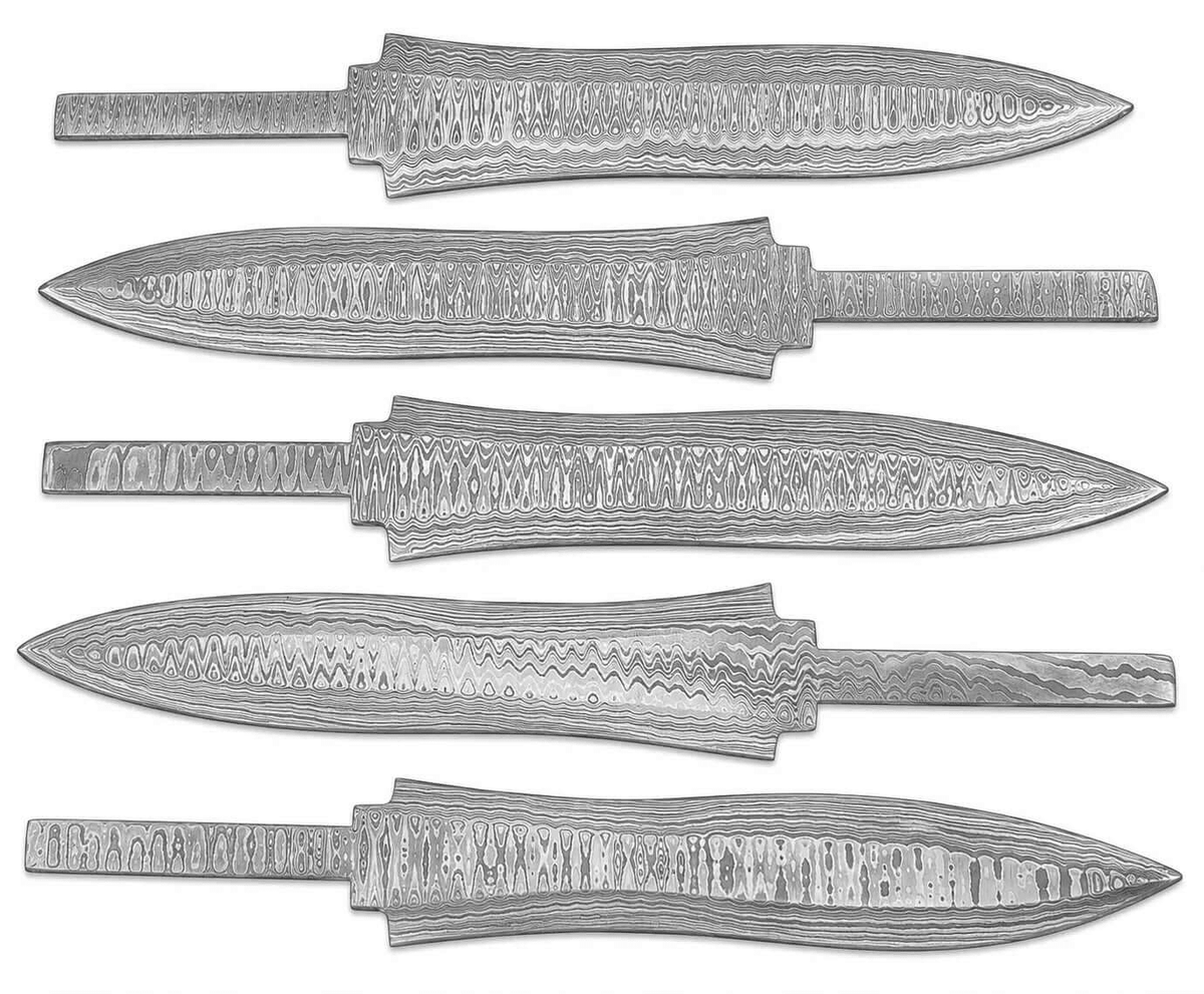 5-Piece Damascus Hunting Knife Blanks - Unique Blades Runner