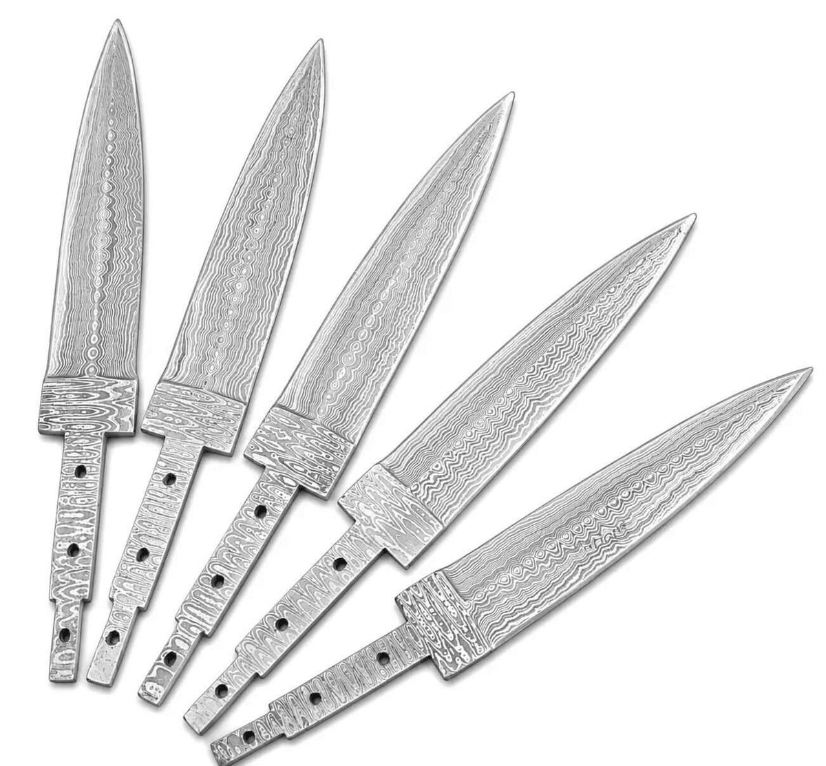 5-Piece Damascus Hunting Knife Blanks - Spear Point - Unique Blades Runner