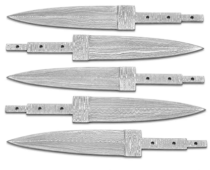 5-Piece Damascus Hunting Knife Blanks - Spear Point - Unique Blades Runner