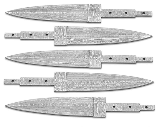 5-Piece Damascus Hunting Knife Blanks - Spear Point - Unique Blades Runner