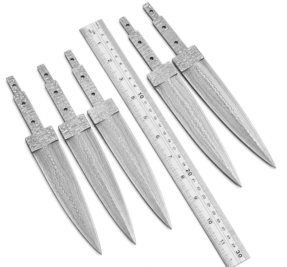 5-Piece Damascus Hunting Knife Blanks - Spear Point - Unique Blades Runner