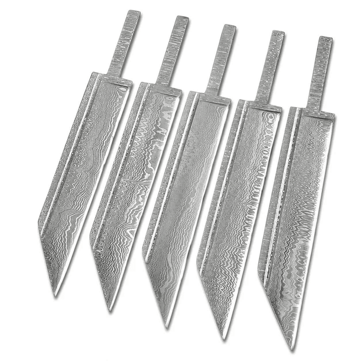 5-Piece Damascus Seax Knife Blanks - Unique Blades Runner