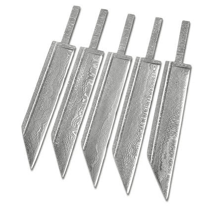 5-Piece Damascus Seax Knife Blanks - Unique Blades Runner