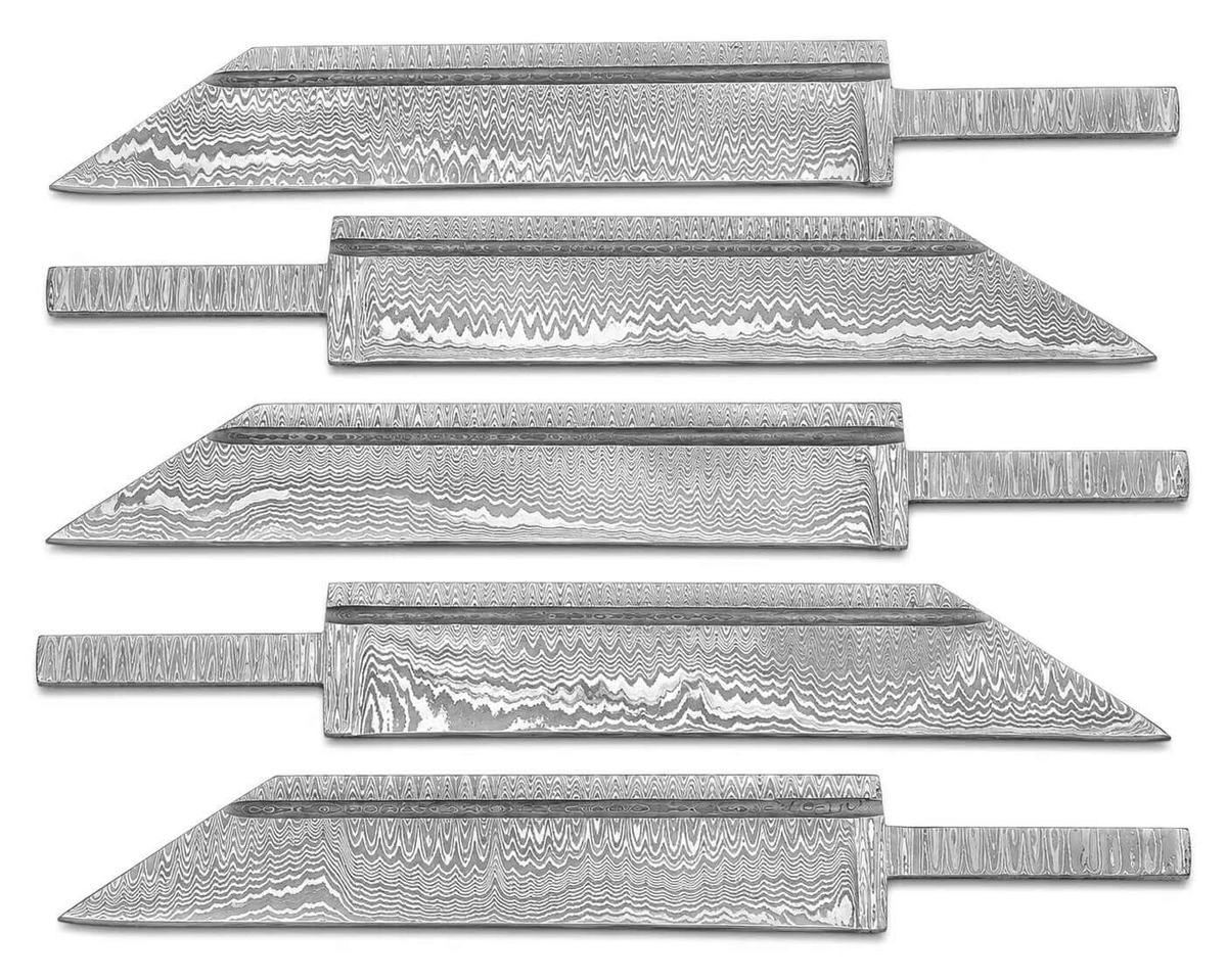 5-Piece Damascus Seax Knife Blanks - Unique Blades Runner