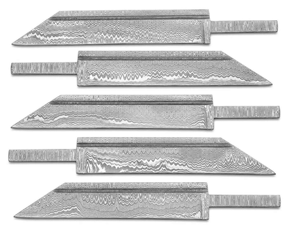 5-Piece Damascus Seax Knife Blanks - Unique Blades Runner
