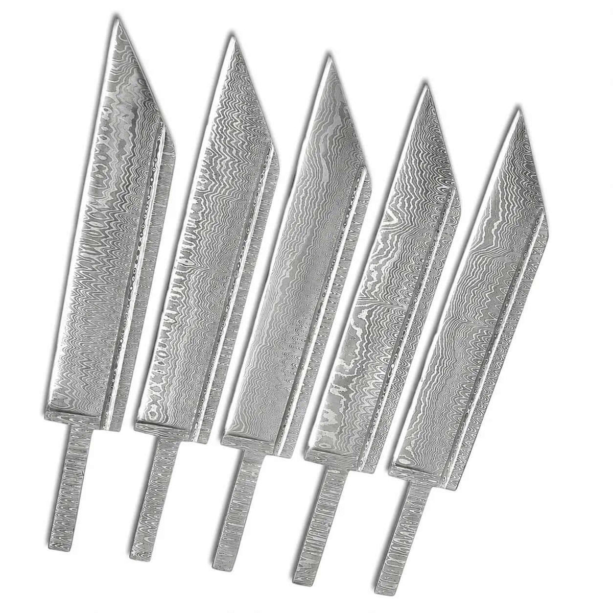 5-Piece Damascus Seax Knife Blanks - Unique Blades Runner