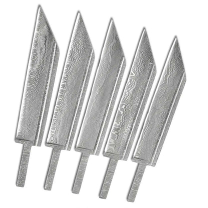 5-Piece Damascus Seax Knife Blanks - Unique Blades Runner