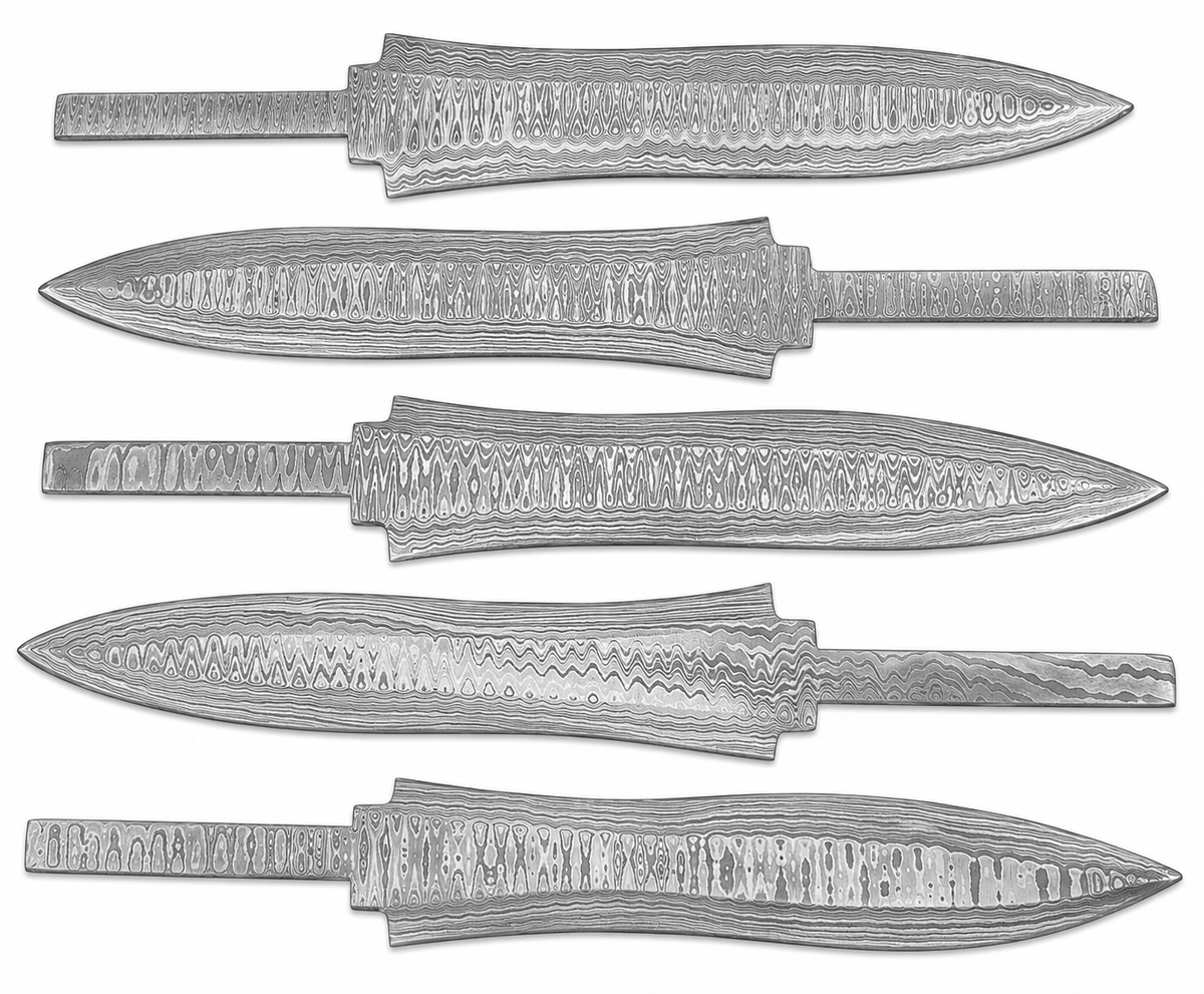 5-Piece Damascus Hunting Knife Blanks Unique Blades Runner