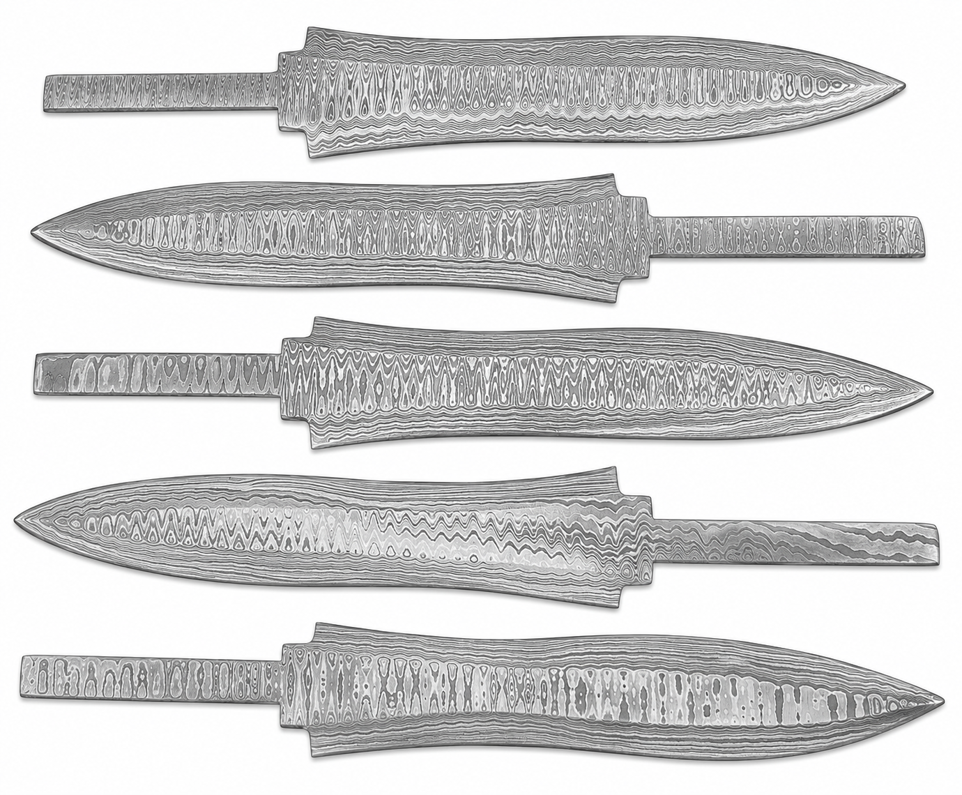 5-Piece Damascus Hunting Knife Blanks Unique Blades Runner