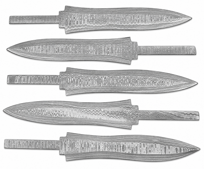 5-Piece Damascus Hunting Knife Blanks Unique Blades Runner