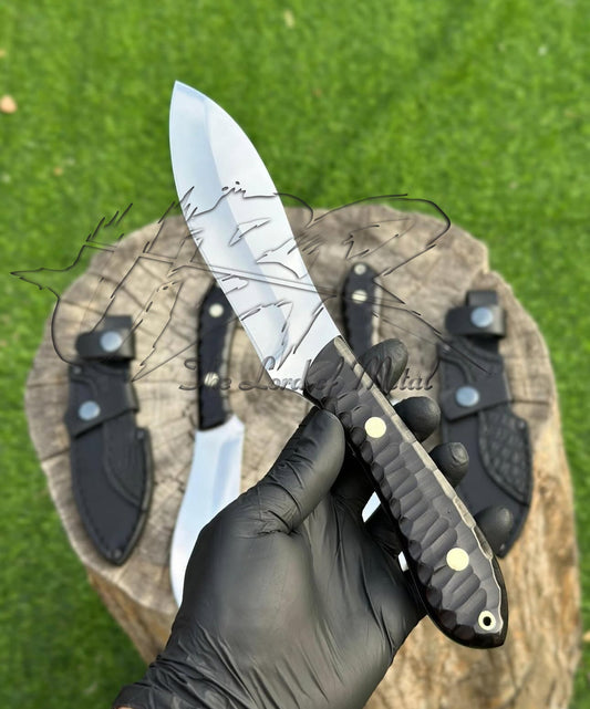 Handmade Tactical Knife Mirror Polish Blade with Grip | UBR Leather Sheath Unique Blades Runner