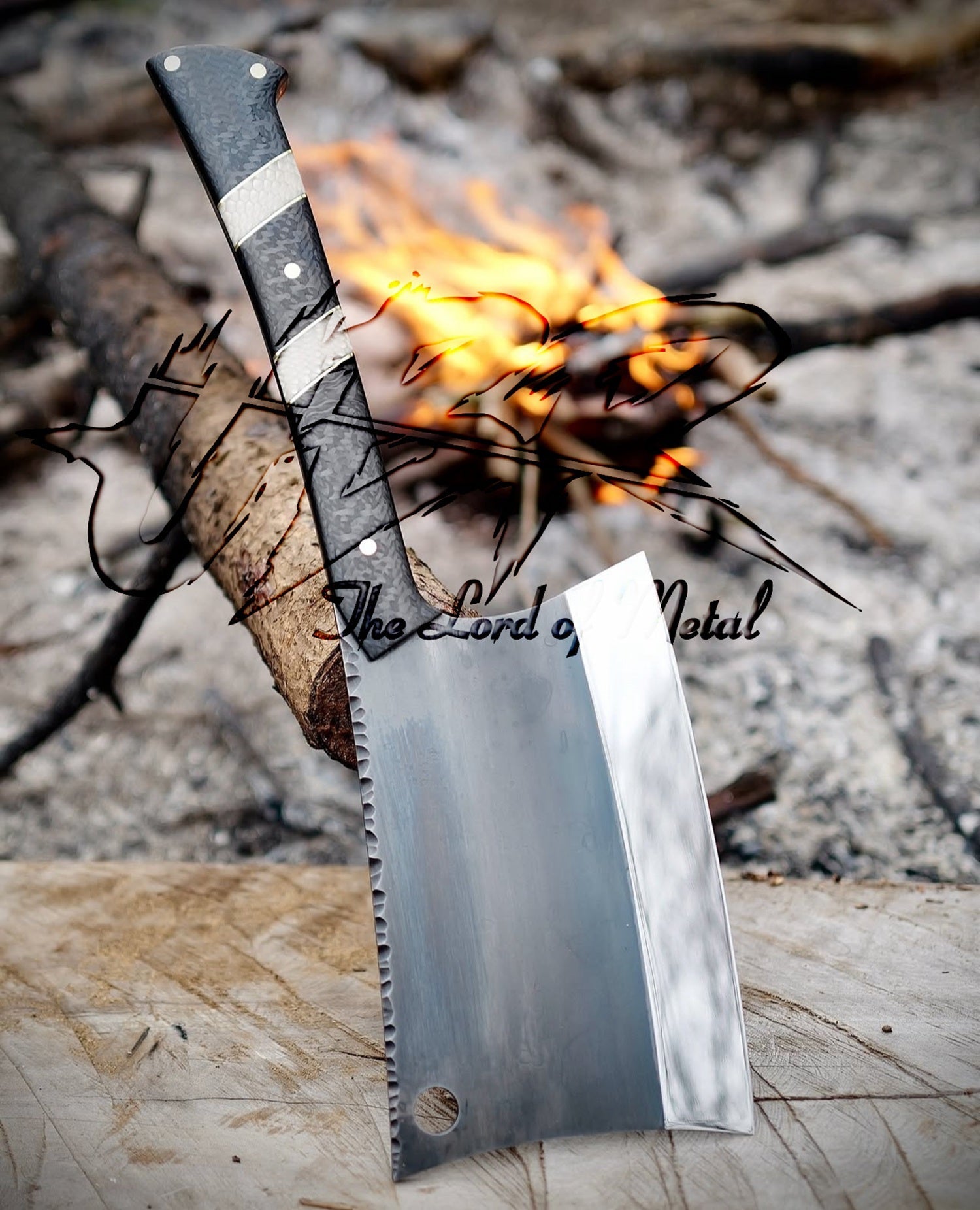 Full Tang Double-Handed Cleaver Knife – Carbon Steel Butcher Chopper Unique Blades Runner