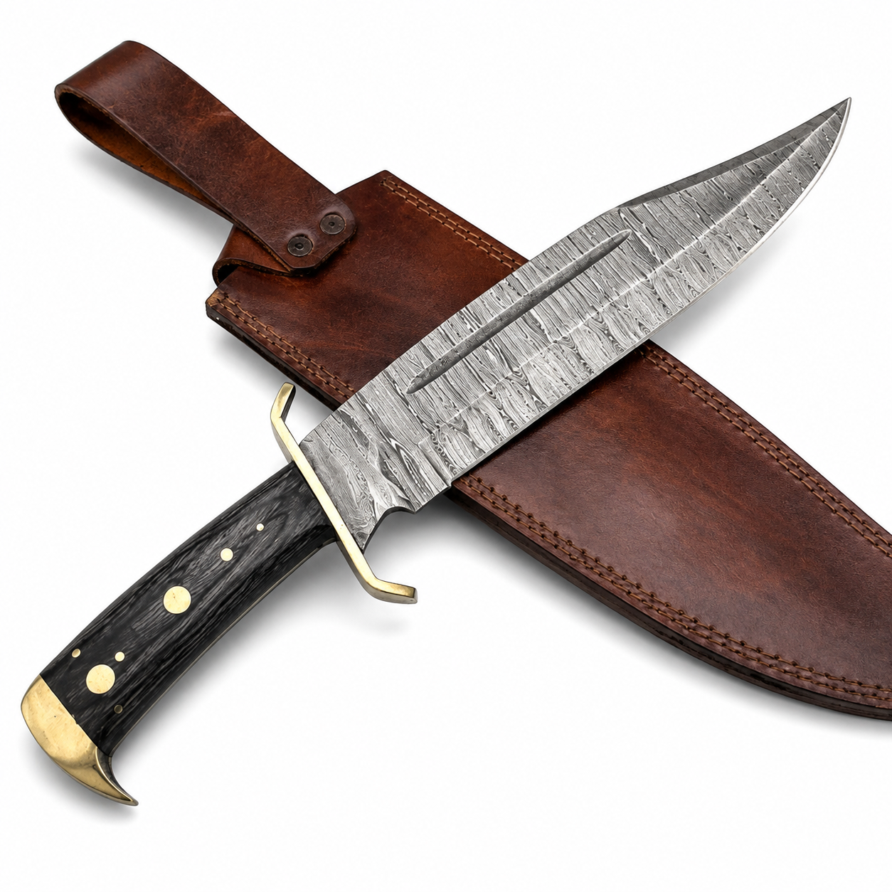 Timber Rattler Bowie Knife – Damascus Steel with Wood Handle Unique Blades Runner