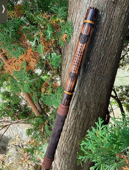 62" Solid Oak Walking Stick Handmade Bear Berserker Quarterstaff - Hand-Painted - Unique Blades Runner