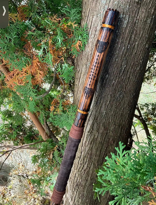 62" Solid Oak Walking Stick Handmade Bear Berserker Quarterstaff - Hand-Painted - Unique Blades Runner