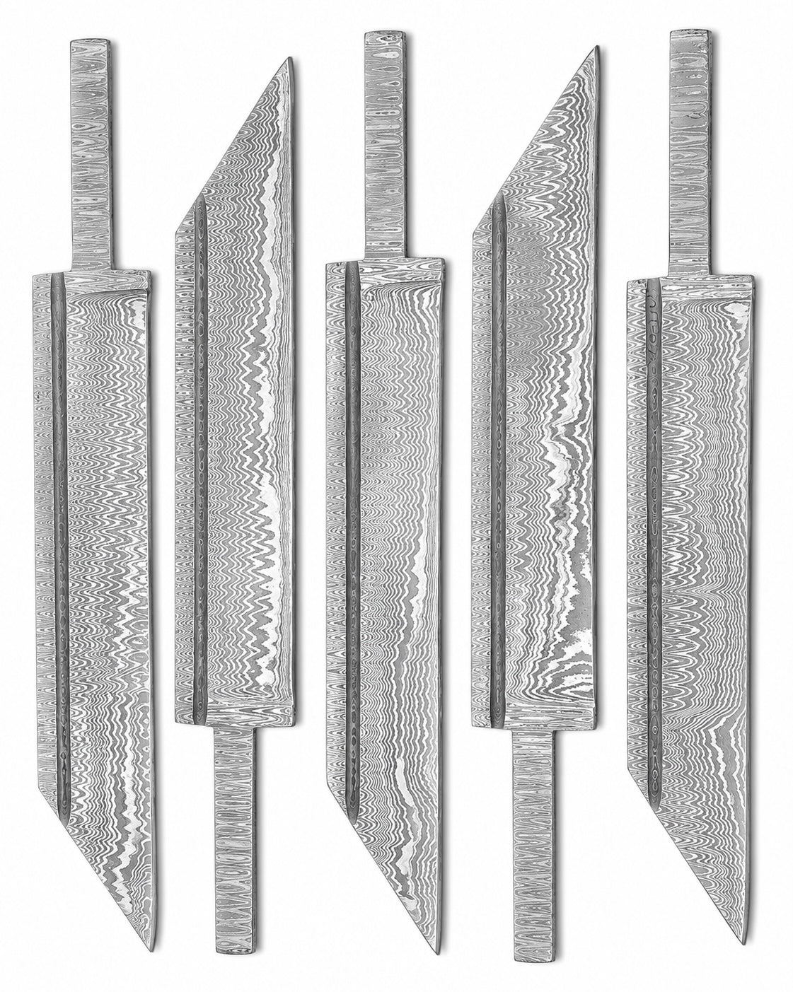 5-Piece Damascus Seax Knife Blanks Unique Blades Runner