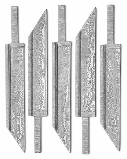5-Piece Damascus Seax Knife Blanks Unique Blades Runner