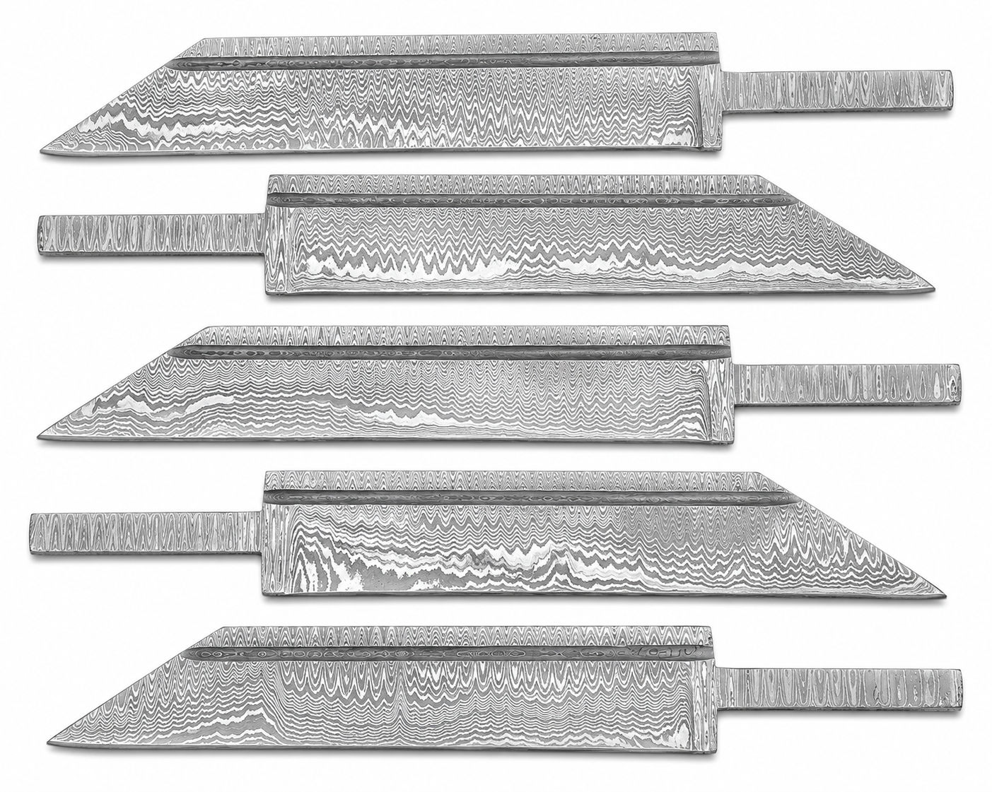 5-Piece Damascus Seax Knife Blanks Unique Blades Runner