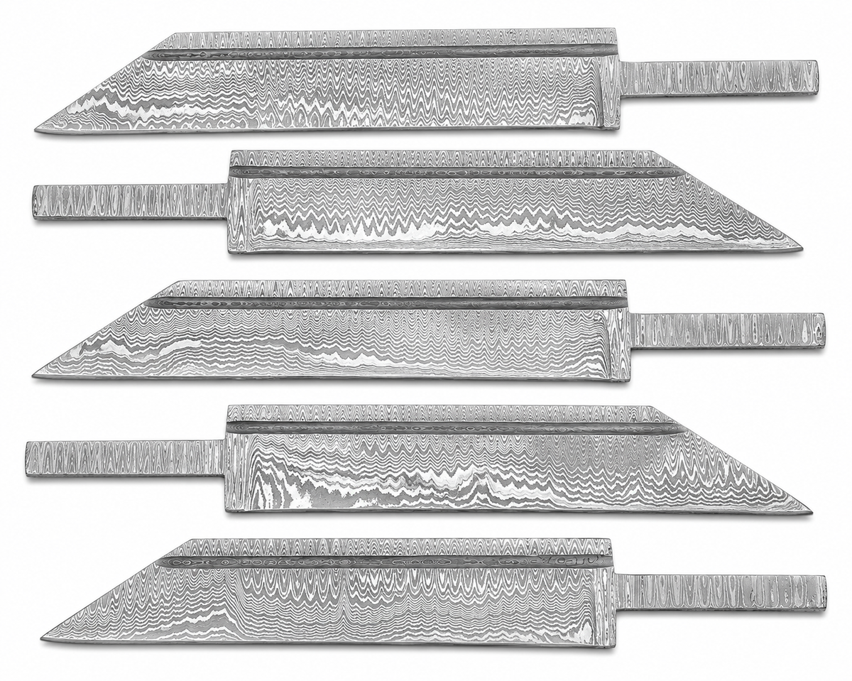 5-Piece Damascus Seax Knife Blanks Unique Blades Runner