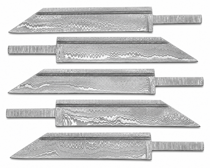 5-Piece Damascus Seax Knife Blanks Unique Blades Runner
