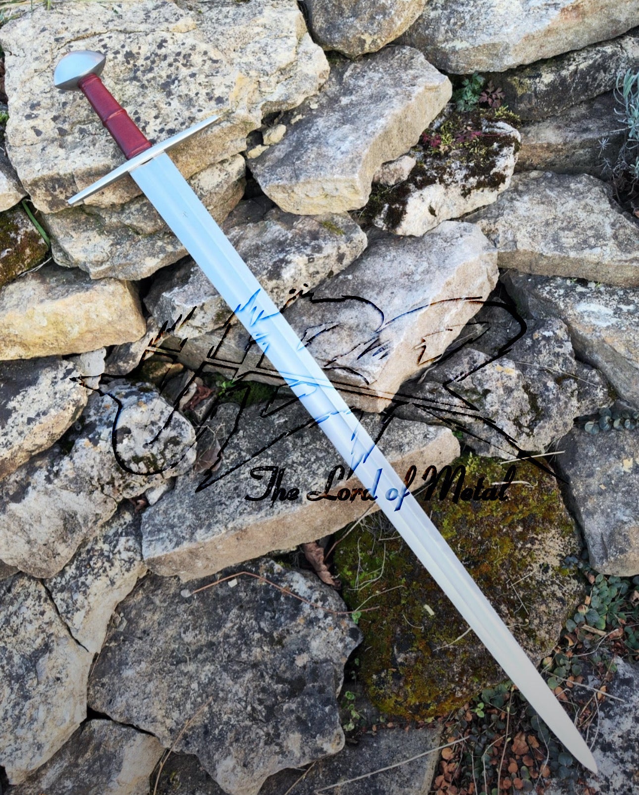 Templar Sword | Handmade Medieval Arming Sword with Red Leather Grip Unique Blades Runner