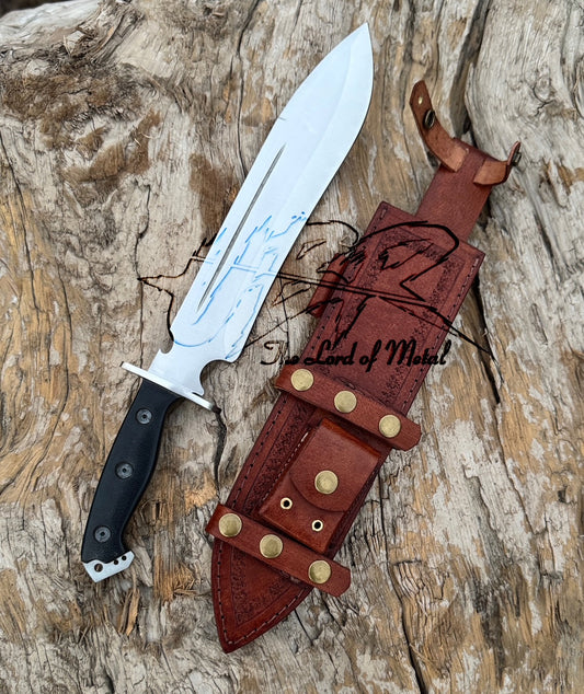 Custom Handmade Bowie Knife – Carbon Steel Blade with G10 Handle & Leather Sheath Unique Blades Runner