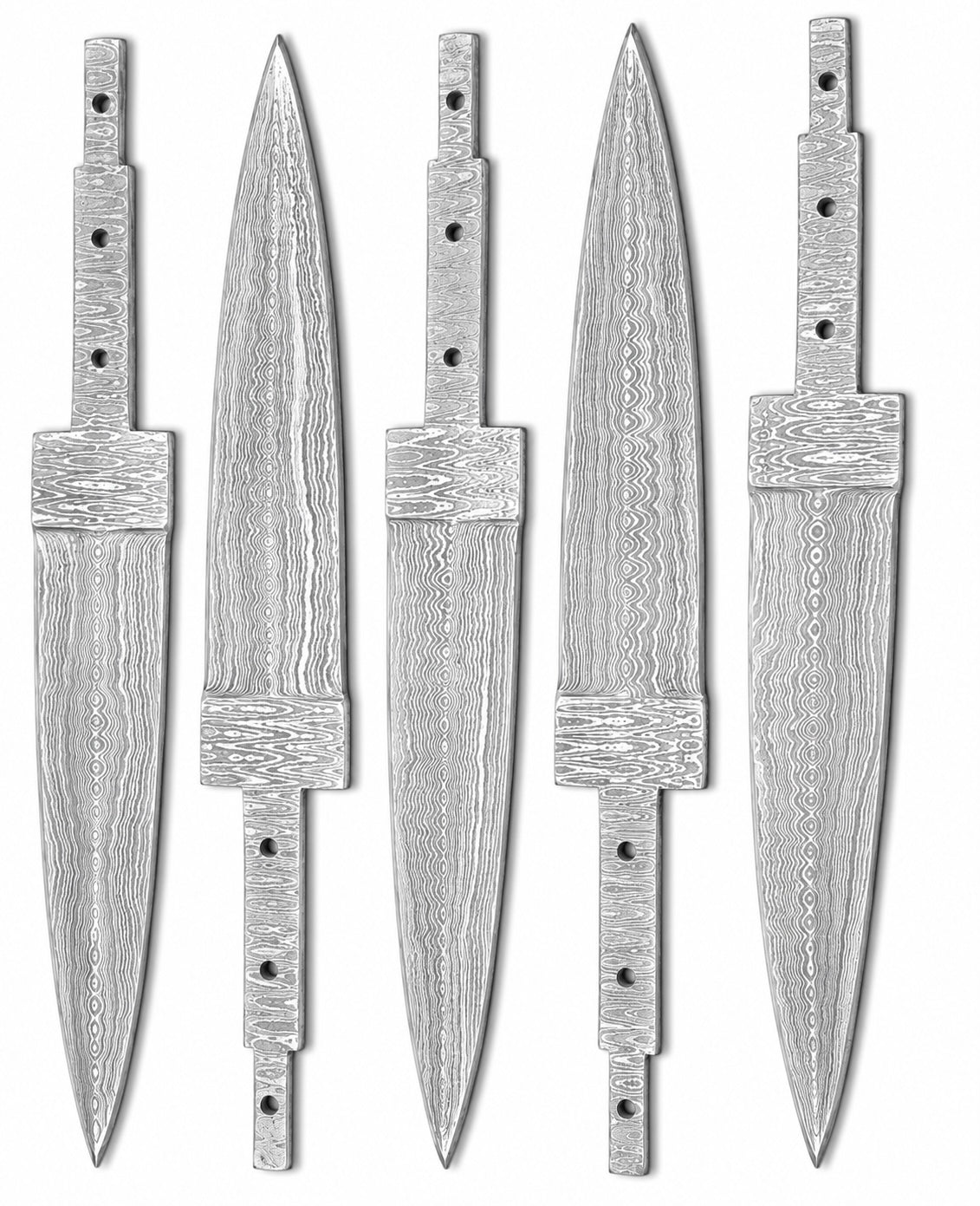 5-Piece Damascus Hunting Knife Blanks - Spear Point Unique Blades Runner