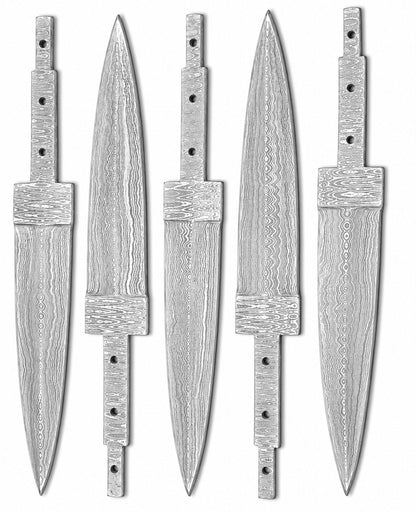5-Piece Damascus Hunting Knife Blanks - Spear Point Unique Blades Runner