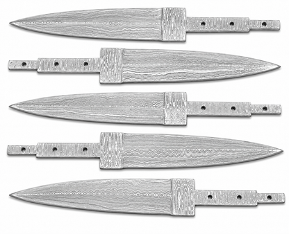 5-Piece Damascus Hunting Knife Blanks - Spear Point Unique Blades Runner