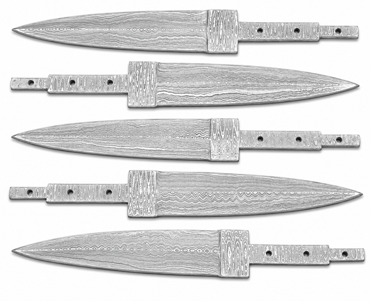 5-Piece Damascus Hunting Knife Blanks - Spear Point Unique Blades Runner