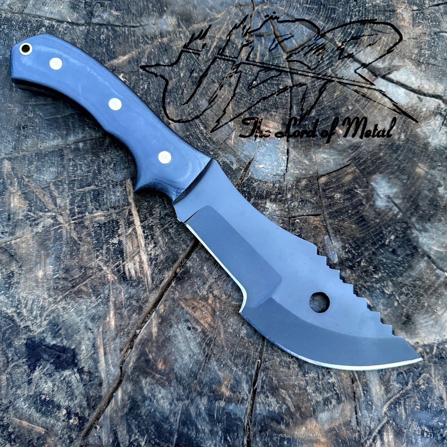 Tracker Knife – Full Tang Curved Blade with Black Micarta Handle Unique Blades Runner