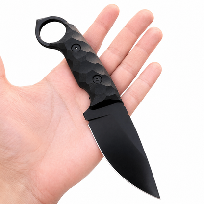 Tactical Ring Knife | Textured Grip Fixed Blade EDC Blackout Knife Unique Blades Runner