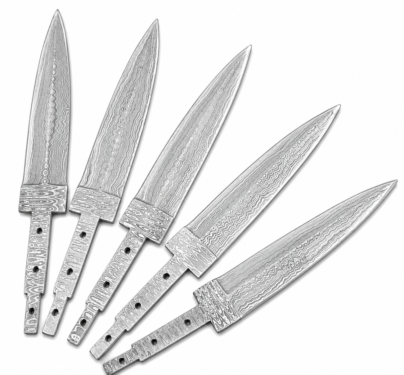 5-Piece Damascus Hunting Knife Blanks - Spear Point Unique Blades Runner