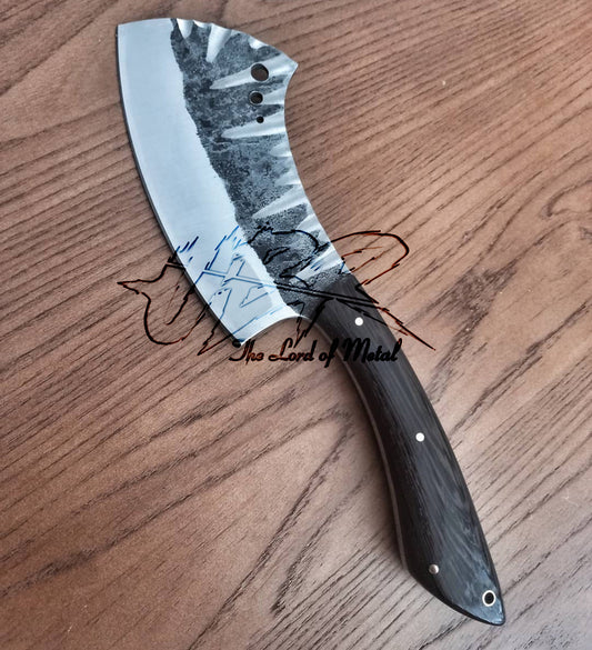 Hand Forged Butcher Cleaver Knife | Full Tang Meat Chopper with Wood Handle Unique Blades Runner
