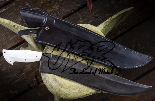 Handmade Forged Hunting Knife – High Carbon Steel with White Micarta Handle & Leather Sheath Unique Blades Runner