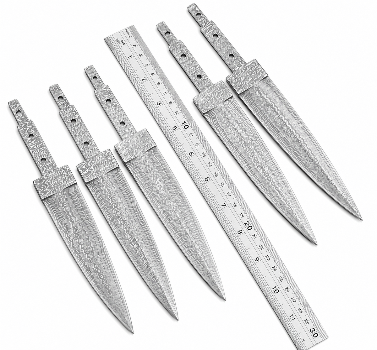 5-Piece Damascus Hunting Knife Blanks - Spear Point Unique Blades Runner