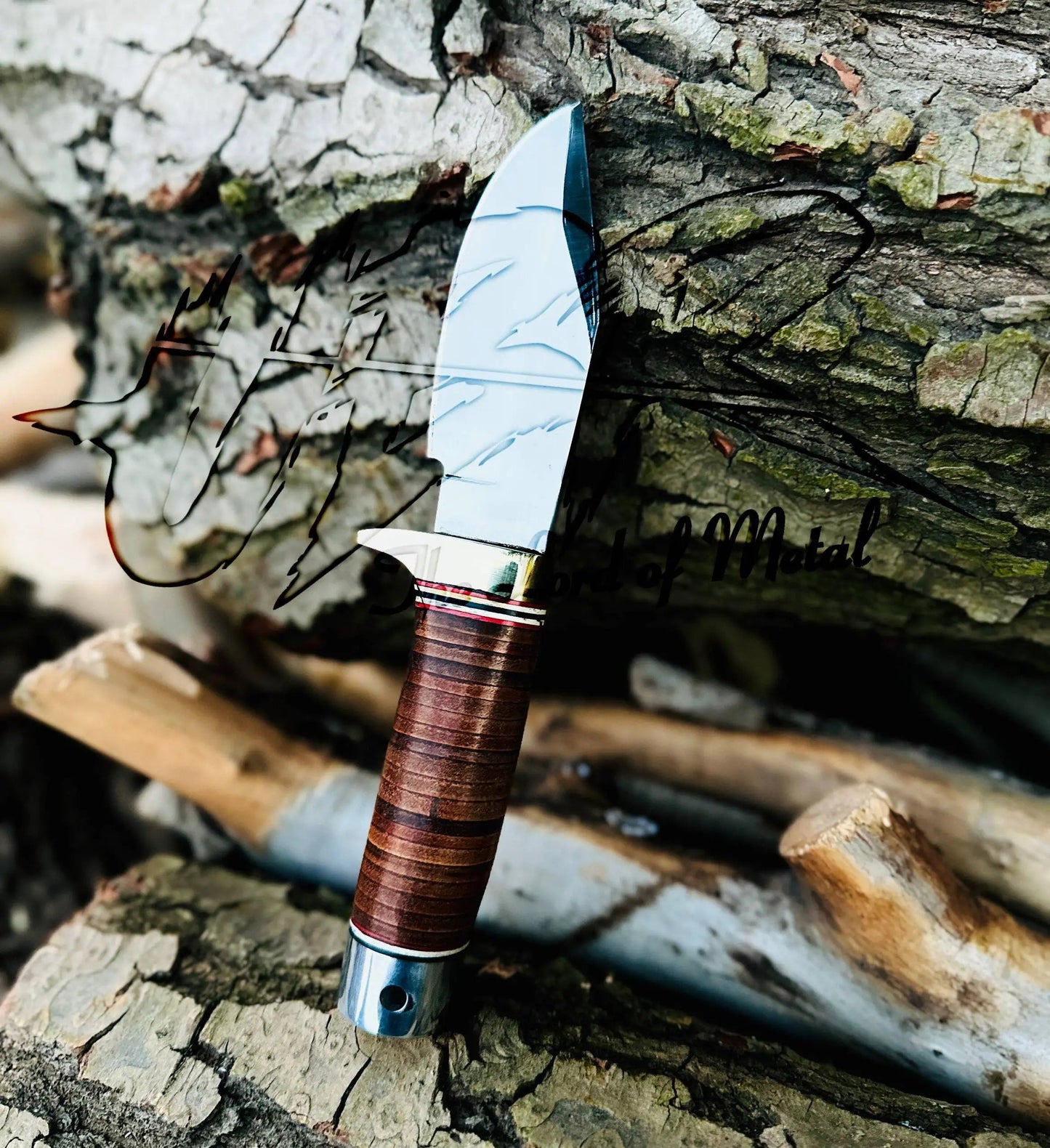 Custom Handmade D2 Steel Skinner Knife – Hunting Knife with Leather Sheath Unique Blades Runner