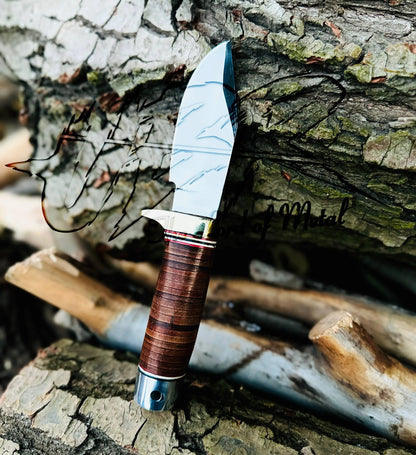 Custom Handmade D2 Steel Skinner Knife – Hunting Knife with Leather Sheath Unique Blades Runner