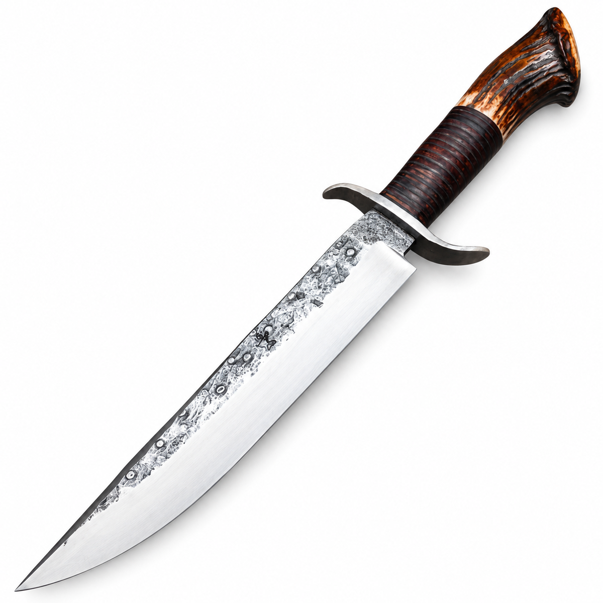 Hand forged hunting knife with a 12-inch 1095 carbon steel blade
