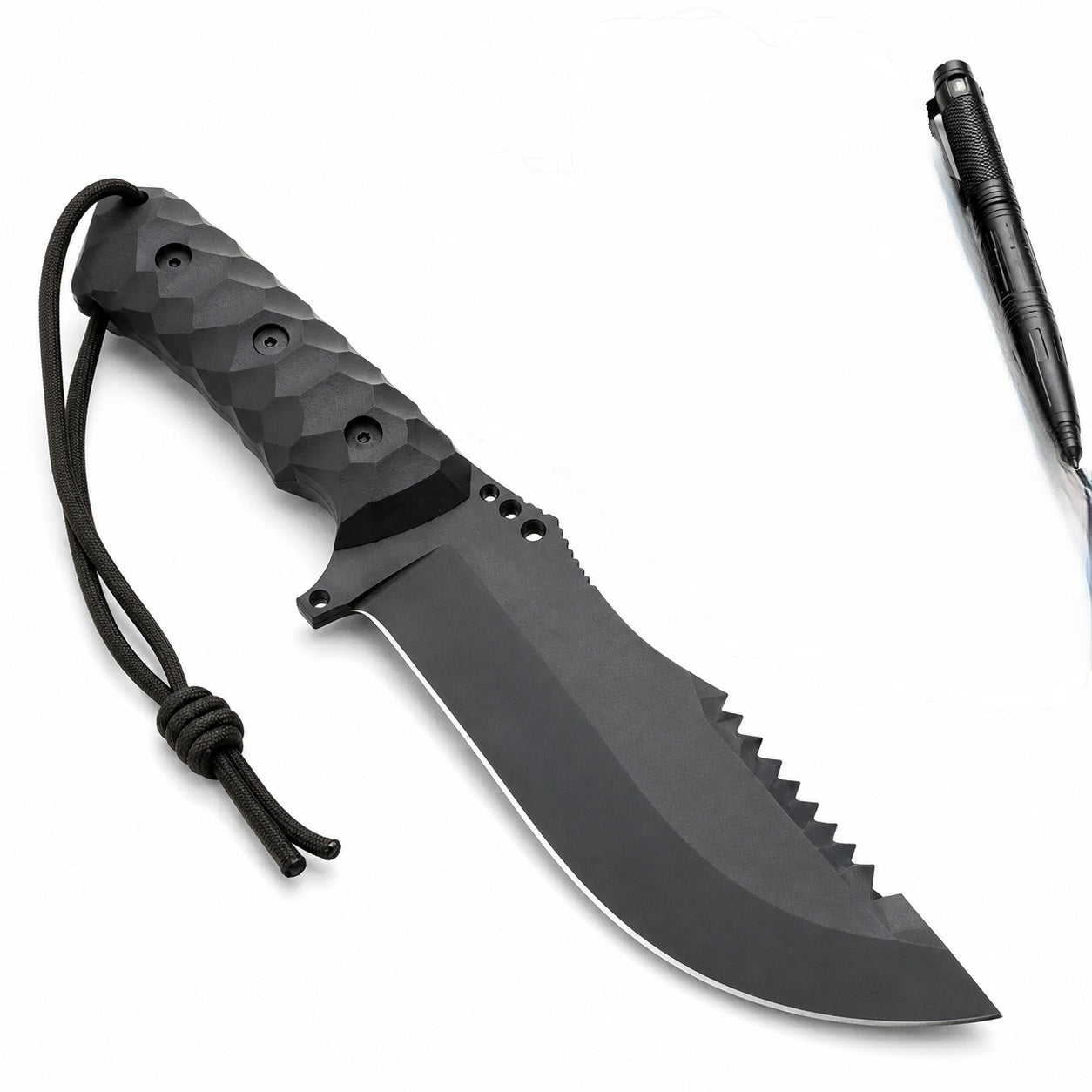 Tracker Knife – Handmade Large Sawback Fixed Blade with Black Handle Unique Blades Runner