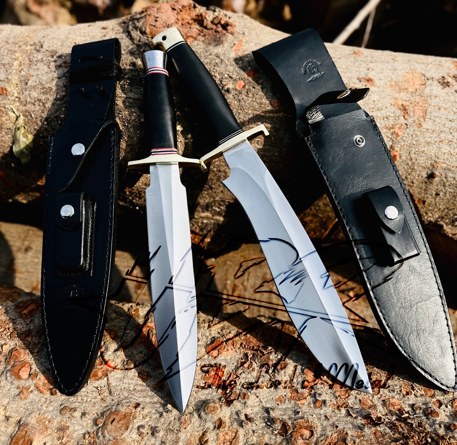 Sasquatch bowie Knife And Dagger Knife - Handmade D2 Tool Steel with Leather Sheath Unique Blades Runner