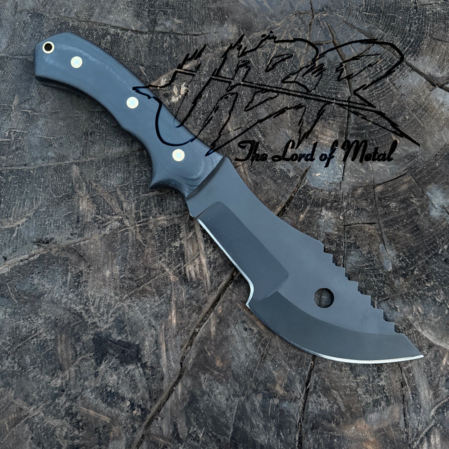 Tracker Knife – Full Tang Curved Blade with Black Micarta Handle Unique Blades Runner
