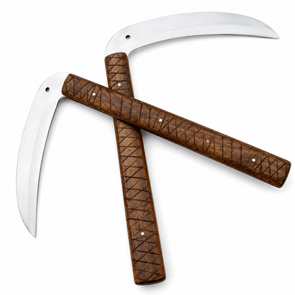 Japanese Kama Sickle – Handmade Traditional Curved Blade with Wooden Handle Unique Blades Runner